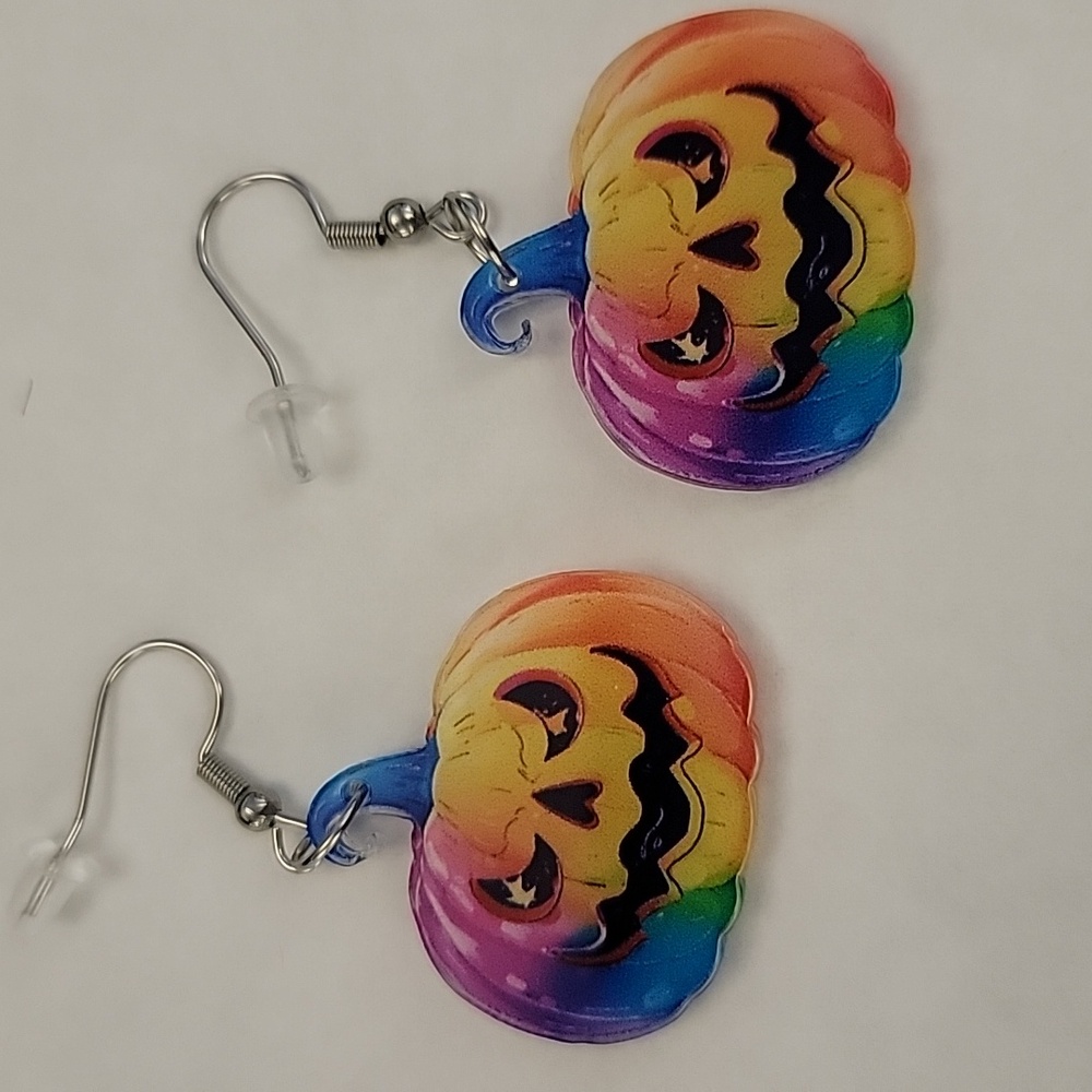 Rainbow Pumpkin Earrings